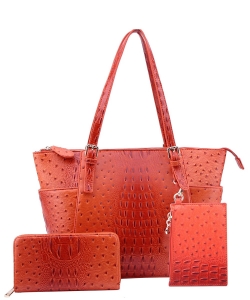 Ostrich Croc 2-in-1 Shopper OS1009W BURNT ORANGE